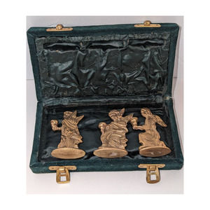 Set 3 Vintage Brass Angel Candle Holders in Original Box - Jainson Made in India